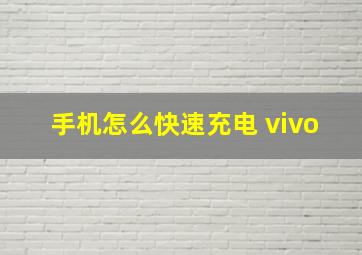 手机怎么快速充电 vivo